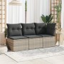 Sofá de jardín con cojines 3 plazas ratán sintético gris claro by , Outdoor sofas - Ref: Foro24-366193, Price: 203,90 €, Disc...