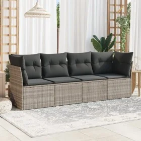 Gartensofagarnitur 4-teilig mit grauen Polstern aus synthetischem Rattan von , Gartensets - Ref: Foro24-3249071, Preis: 289,2...
