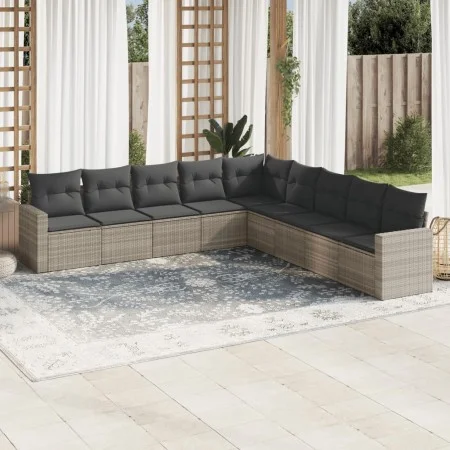 Set muebles jardín 9 pzas y cojines ratán sintético gris claro von , Modulare Sofas für den Außenbereich - Ref: Foro24-325142...