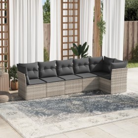 Set de sofás de jardín 6 pzas y cojines ratán sintético gris von , Gartensets - Ref: Foro24-3249501, Preis: 431,18 €, Rabatt: %