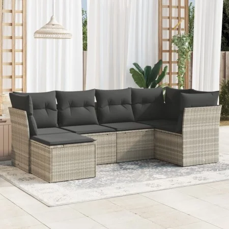 Gartensofagarnitur 6-teilig mit grauen Polstern aus synthetischem Rattan von , Gartensets - Ref: Foro24-3217952, Preis: 412,1...