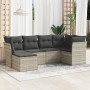 Gartensofagarnitur 6-teilig mit grauen Polstern aus synthetischem Rattan von , Gartensets - Ref: Foro24-3217952, Preis: 402,6...