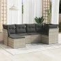 Gartensofagarnitur 6-teilig mit grauen Polstern aus synthetischem Rattan von , Gartensets - Ref: Foro24-3217952, Preis: 412,1...
