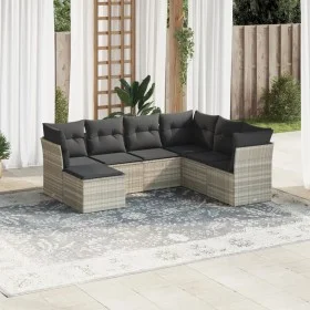 Set de sofás de jardín 7 pzas con cojines ratán PE gris claro by , Garden sets - Ref: Foro24-3249831, Price: 499,91 €, Discou...