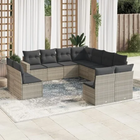 Set de sofás de jardín 11 pzas y cojines ratán sintético gris by , Modular outdoor sofas - Ref: Foro24-3251469, Price: 738,12...