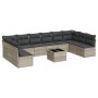 Gartensofa-Set 11-teilig mit grauen Kissen aus synthetischem Rattan von , Gartensets - Ref: Foro24-3249941, Preis: 698,04 €, ...