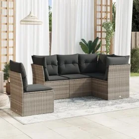 Set de sofás jardín y cojines 5 pzas ratán sintético gris claro by , Garden sets - Ref: Foro24-3217642, Price: 367,01 €, Disc...