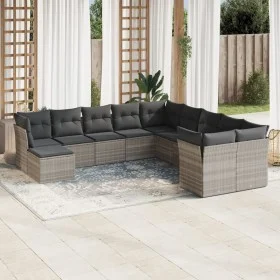 Set de sofás de jardín 11 pzas y cojines ratán sintético gris by , Garden sets - Ref: Foro24-3250451, Price: 763,17 €, Discou...