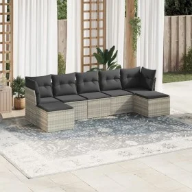 Set de sofás de jardín 7 pzas con cojines ratán PE gris claro by , Garden sets - Ref: Foro24-3249871, Price: 465,95 €, Discou...