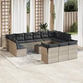 Set sofás jardín 14 pzas con cojines ratán sintético gris claro by , Garden sets - Ref: Foro24-3250301, Price: 941,53 €, Disc...