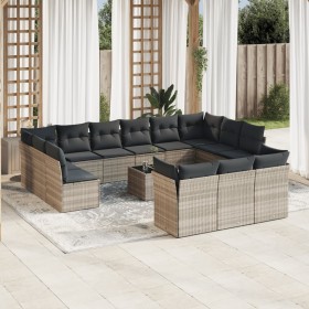 Set sofás jardín 14 pzas con cojines ratán sintético gris claro de , Conjuntos de jardín - Ref: Foro24-3250301, Precio: 940,5...
