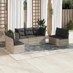 Set de sofás de jardín 7 pzas con cojines ratán PE gris claro by , Garden sets - Ref: Foro24-3249251, Price: 450,22 €, Discou...