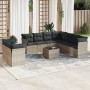 Set sofás jardín 10 pzas con cojines ratán sintético gris claro by , Garden sets - Ref: Foro24-3249691, Price: 691,02 €, Disc...