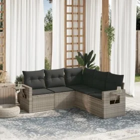 Garden sofa set and cushions 5 pieces light gray synthetic rattan by , Garden sets - Ref: Foro24-3252489, Price: 363,51 €, Di...