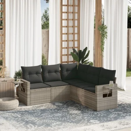 Garden sofa set and cushions 5 pieces light gray synthetic rattan by , Garden sets - Ref: Foro24-3252489, Price: 363,51 €, Di...