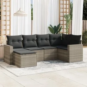 Set de sofás de jardín 6 pzas y cojines ratán sintético gris by , Modular outdoor sofas - Ref: Foro24-3251599, Price: 421,88 ...