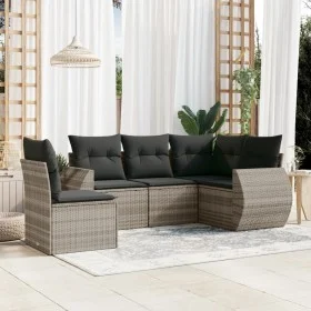 Set de sofás jardín y cojines 5 pzas ratán sintético gris claro by , Garden sets - Ref: Foro24-3253709, Price: 381,60 €, Disc...