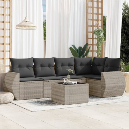 Gartensofagarnitur 6-teilig mit grauen Polstern aus synthetischem Rattan von , Gartensets - Ref: Foro24-3253679, Preis: 431,1...