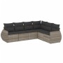 Garden sofa set 6 pieces and gray synthetic rattan cushions by , Garden sets - Ref: Foro24-3253749, Price: 431,41 €, Discount: %