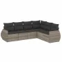Garden sofa set 6 pieces and gray synthetic rattan cushions by , Garden sets - Ref: Foro24-3253749, Price: 439,45 €, Discount: %