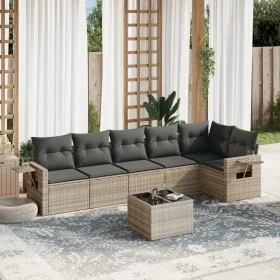 Set de sofás de jardín 7 pzas con cojines ratán PE gris claro de , Conjuntos de jardín - Ref: Foro24-3252539, Precio: 469,30 ...