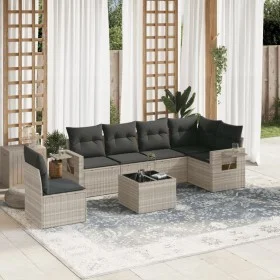 Set de sofás de jardín 7 pzas con cojines ratán PE gris claro by , Garden sets - Ref: Foro24-3252579, Price: 469,30 €, Discou...