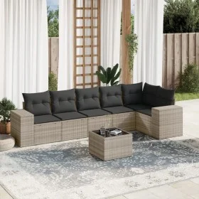 Set de sofás de jardín 7 pzas con cojines ratán PE gris claro by , Garden sets - Ref: Foro24-3254939, Price: 496,57 €, Discou...
