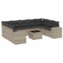 Gartensofa-Set, 10-teilig, mit Kissen, aus hellem grauen Kunststoff-Rattan. von , Gartensets - Ref: Foro24-3255349, Preis: 67...