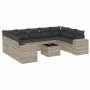 Set sofás jardín 10 pzas con cojines ratán sintético gris claro by , Garden sets - Ref: Foro24-3255349, Price: 687,40 €, Disc...