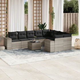 Set sofás jardín 10 pzas con cojines ratán sintético gris claro by , Garden sets - Ref: Foro24-3255389, Price: 674,30 €, Disc...