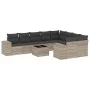 Set sofás jardín 10 pzas con cojines ratán sintético gris claro by , Garden sets - Ref: Foro24-3255389, Price: 687,40 €, Disc...