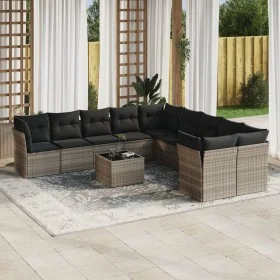 Gartensofa-Set 11-teilig mit grauen Kissen aus synthetischem Rattan von , Gartensets - Ref: Foro24-3250091, Preis: 760,04 €, ...