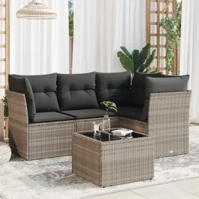 Set de sofás jardín y cojines 5 pzas ratán sintético gris claro by , Garden sets - Ref: Foro24-3217592, Price: 360,99 €, Disc...