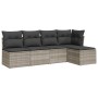 Gartensofa-Set und Kissen, 5-teilig, aus hellem grauem Kunststoff-Rattan. von , Gartensets - Ref: Foro24-3249361, Preis: 315,...