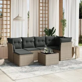 Set de sofás de jardín 7 pzas con cojines ratán PE gris claro by , Garden sets - Ref: Foro24-3263188, Price: 468,80 €, Discou...