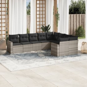 Set muebles jardín 9 pzas y cojines ratán sintético gris claro by , Modular outdoor sofas - Ref: Foro24-3251779, Price: 620,7...