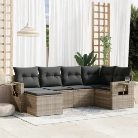Set de sofás de jardín 6 pzas y cojines ratán sintético gris by , Garden sets - Ref: Foro24-3252799, Price: 420,92 €, Discoun...