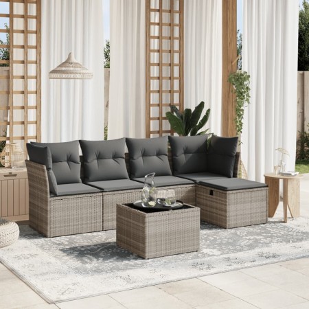 Set de sofás de jardín 6 pzas y cojines ratán sintético gris by , Garden sets - Ref: Foro24-3263148, Price: 366,27 €, Discoun...
