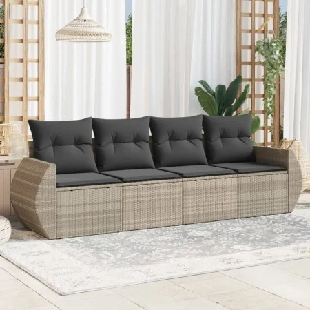 Set de sofás de jardín 4 pzas y cojines ratán sintético gris by , Garden sets - Ref: Foro24-3221081, Price: 296,84 €, Discoun...