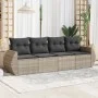 Set de sofás de jardín 4 pzas y cojines ratán sintético gris by , Garden sets - Ref: Foro24-3221081, Price: 296,84 €, Discoun...
