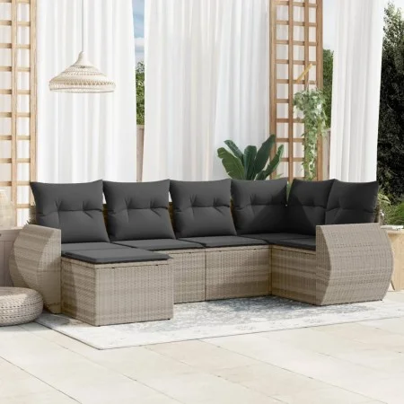 Set de sofás de jardín 6 pzas y cojines ratán sintético gris by , Modular outdoor sofas - Ref: Foro24-3221661, Price: 428,47 ...