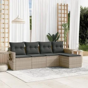 Set de sofás jardín y cojines 5 pzas ratán sintético gris claro by , Garden sets - Ref: Foro24-3220091, Price: 323,29 €, Disc...