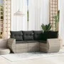Set de sofás de jardín 4 pzas y cojines ratán sintético gris by , Garden sets - Ref: Foro24-3221311, Price: 325,28 €, Discoun...