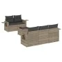 Gartensofagarnitur 6-teilig mit grauen Polstern aus synthetischem Rattan von , Gartensets - Ref: Foro24-3219901, Preis: 431,8...