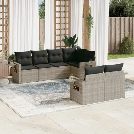 Set de sofás de jardín 7 pzas con cojines ratán PE gris claro by , Garden sets - Ref: Foro24-3220411, Price: 526,86 €, Discou...