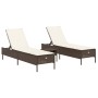 Juego de tumbonas con cojín 3 piezas ratán sintético marrón by , Loungers - Ref: Foro24-3284264, Price: 315,86 €, Discount: %