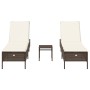 Juego de tumbonas con cojín 3 piezas ratán sintético marrón by , Loungers - Ref: Foro24-3284264, Price: 315,86 €, Discount: %
