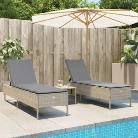 Juego de tumbonas con cojín 3 piezas ratán sintético beige by , Loungers - Ref: Foro24-3284266, Price: 309,66 €, Discount: %