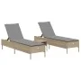 Juego de tumbonas con cojín 3 piezas ratán sintético beige de , Tumbonas - Ref: Foro24-3284266, Precio: 316,10 €, Descuento: %