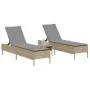 Juego de tumbonas con cojín 3 piezas ratán sintético beige de , Tumbonas - Ref: Foro24-3284266, Precio: 316,10 €, Descuento: %